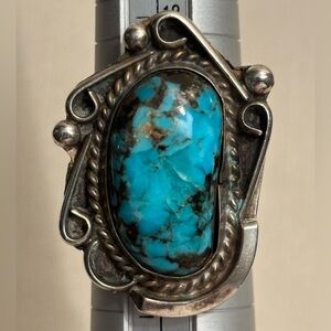 Navajo Turquoise and Silver Ring,          Size 9 1/2”